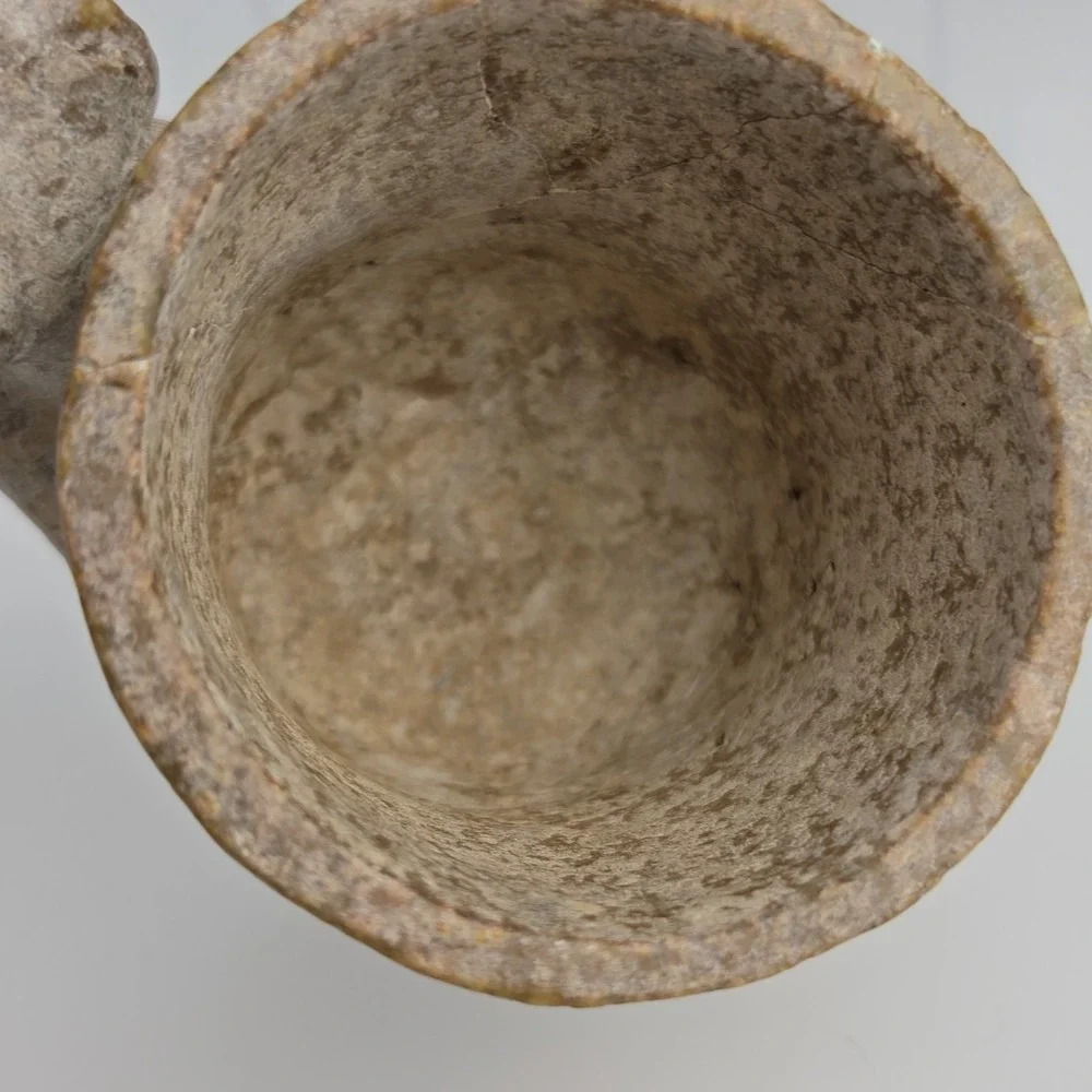 Chinese Carved Stone Gong Vessel Han Dynasty Style Dragon Lid Archaic READ